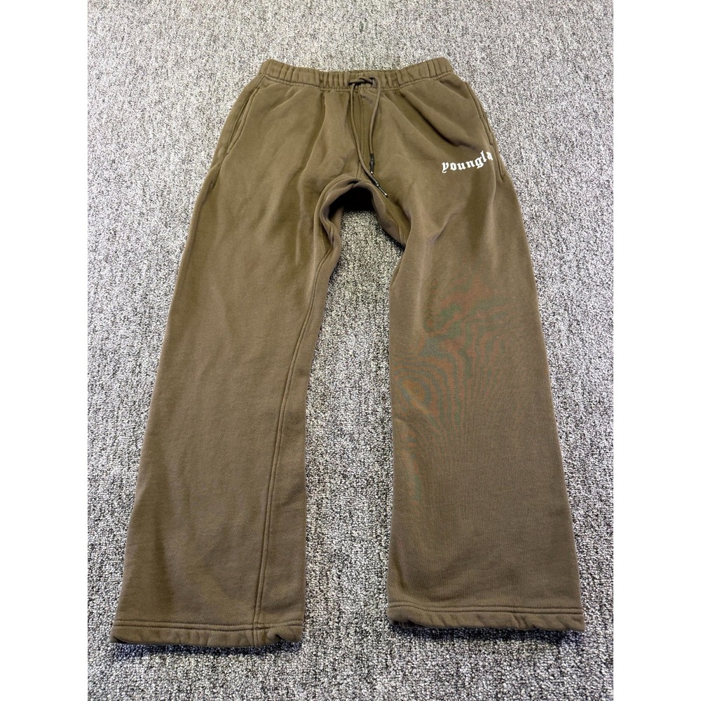 Youngla 216 Eternal Sweatpants Mens Small Brown Cotton Fleece No Cuff Activewear